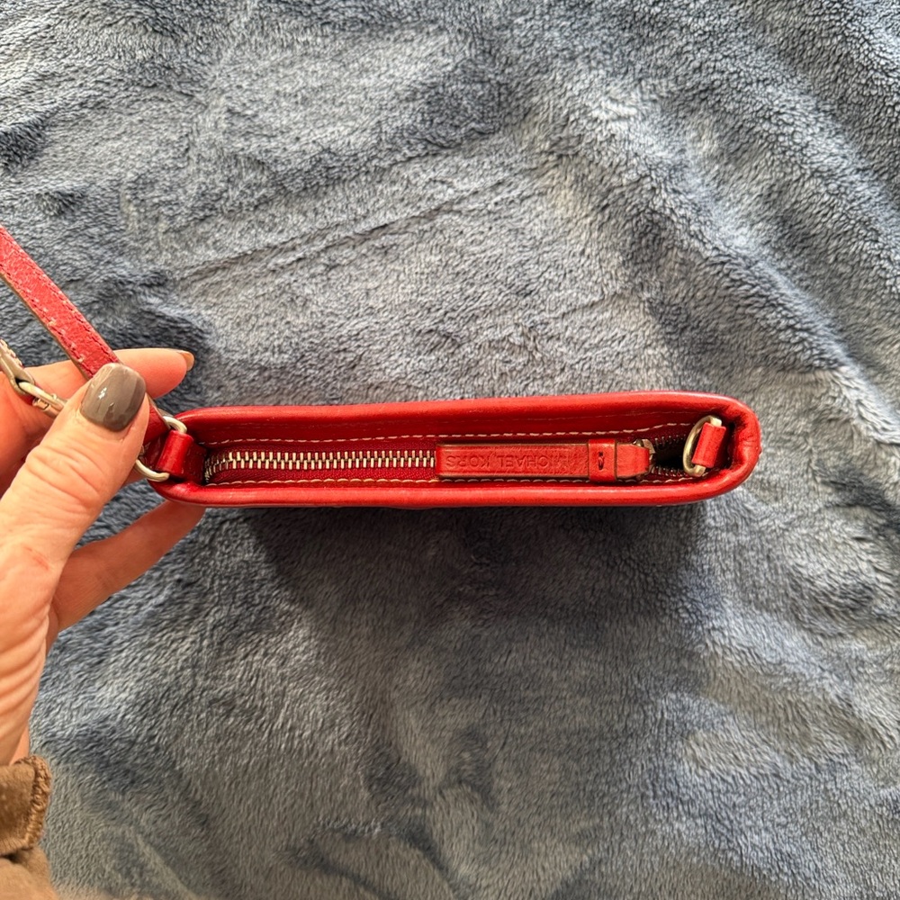 Michael Kors Cherry Red Wristlet with Silver Logo - Picture 16 of 16